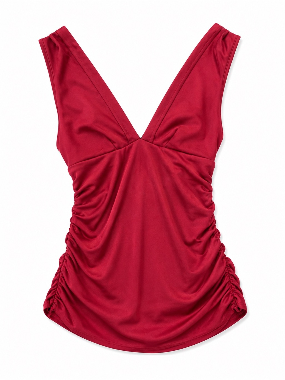 Women's Deep V Ruched Plunge Tank Top